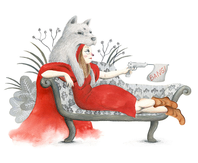 Caperucita roja, ilustracion de caperucita roja, caperucita y el lobo, Mar Villar, little red ridding hood
