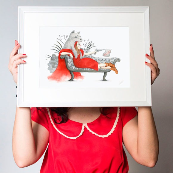 Caperucita roja, ilustracion de caperucita roja, caperucita y el lobo, Mar Villar,