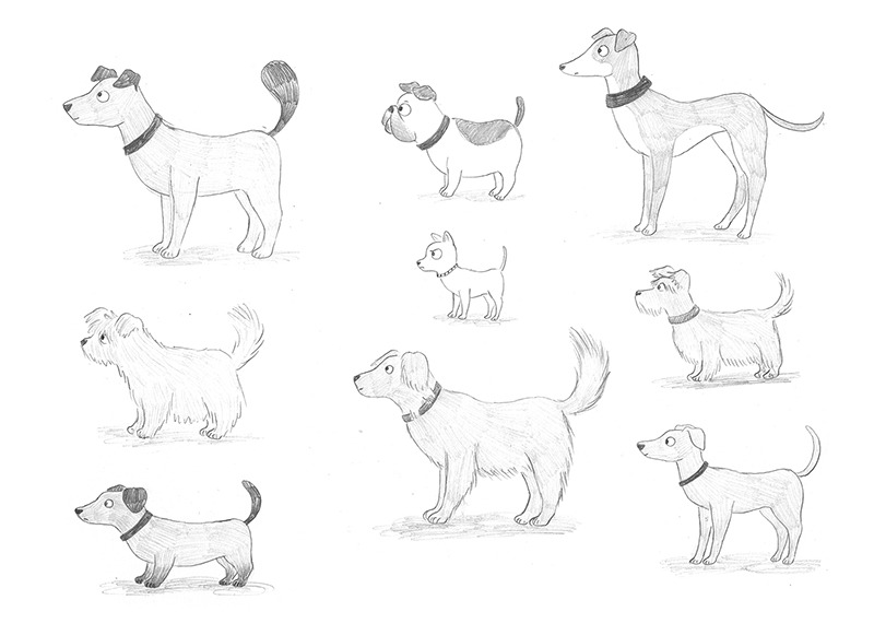 diseño de personajes, álbum infantil ilustrado, diseño de perro, diseño de personaje de perro, ilustración de personajes, 