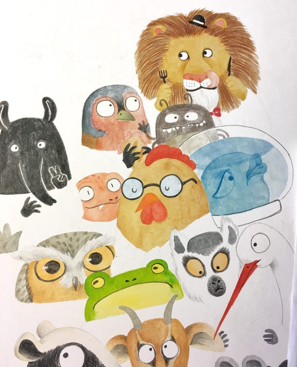 ilustración infantil de animales, Mar Villar, dibujo de animales, ilustracion de animales para niños, elaboración de una ilustración, proceso de trabajo de una ilustración,