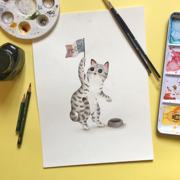 Inktober 2019, ilustración de gato, ilustración a tinta, La libertad guiando al pueblo, Louvre, Delacroix, historia del arte,