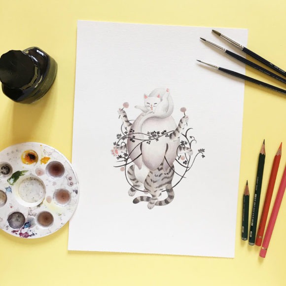 Inktober 2019, ilustración de gato, ilustración a tinta, historia del arte, El jardín de las delicias, El Bosco, Museo del Prado,