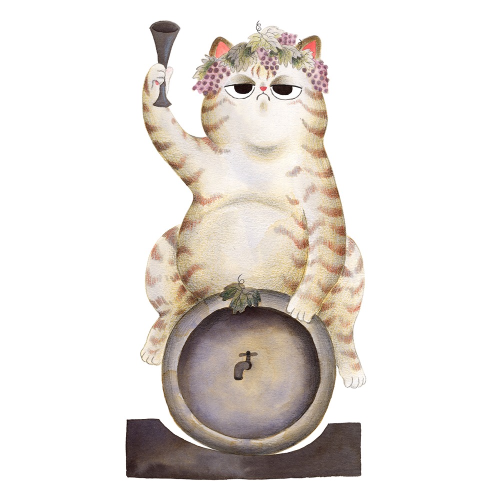 Inktober 2019, ilustración de gato, ilustración a tinta, historia del arte, Fuente de Baco, Jardines de Aranjuez, 
