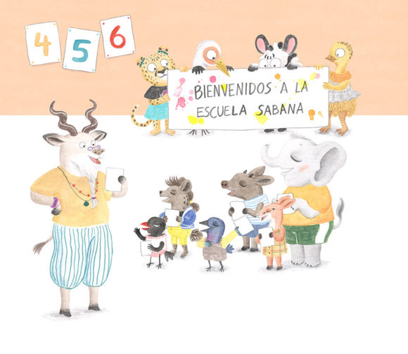 Julia & Paco, Beascoa, Begoña Oro, ilustración de animales, ilustración infantil, ilustración de animales africanos, Escuela Sabana,