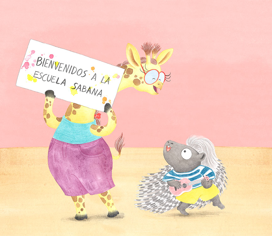 Julia & Paco, Beascoa, Begoña Oro, ilustración de animales, ilustración infantil, ilustración de animales africanos, Escuela Sabana, 